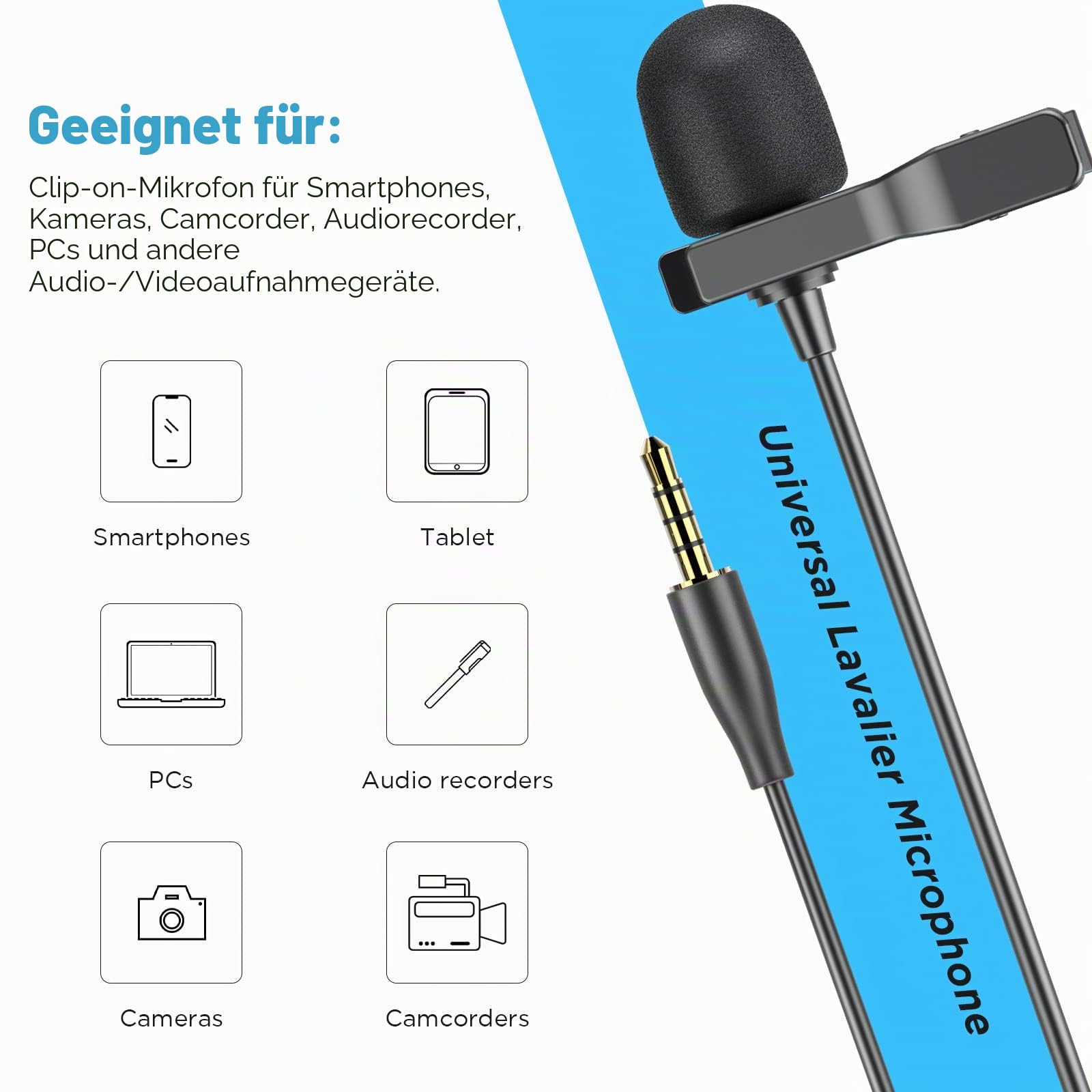 BOYA BY-M1S Professionelles Lavalier-Revers-Mikrofon Omnidirektionales Kondensatormikrofon für iPhone, Android, Smartphone, DSLR, Camcorder, Audio-Recorder, PC Laptop Aufnahme