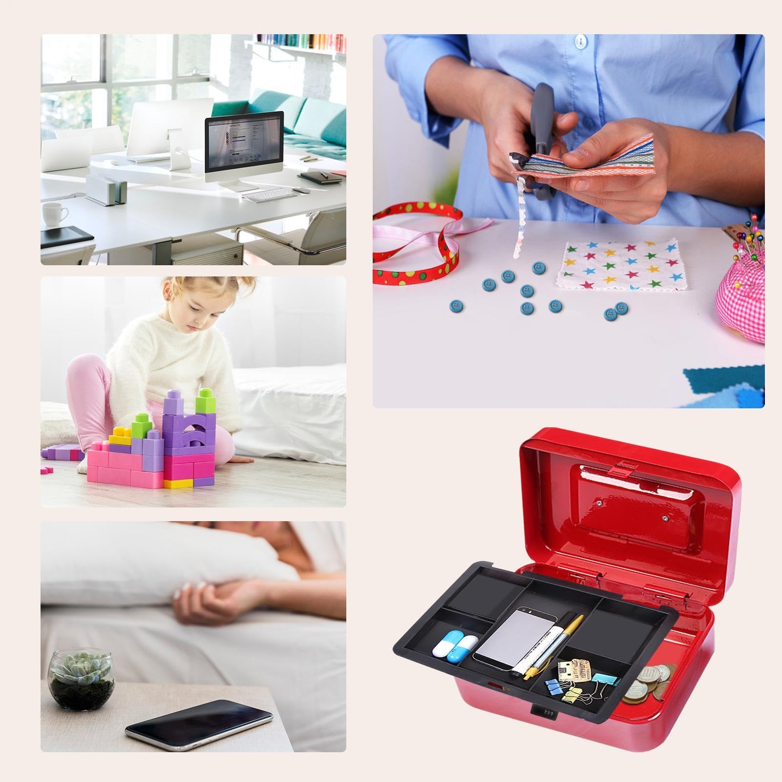 Coffre-fort portable avec code pour billets, cartes, bijoux, clés