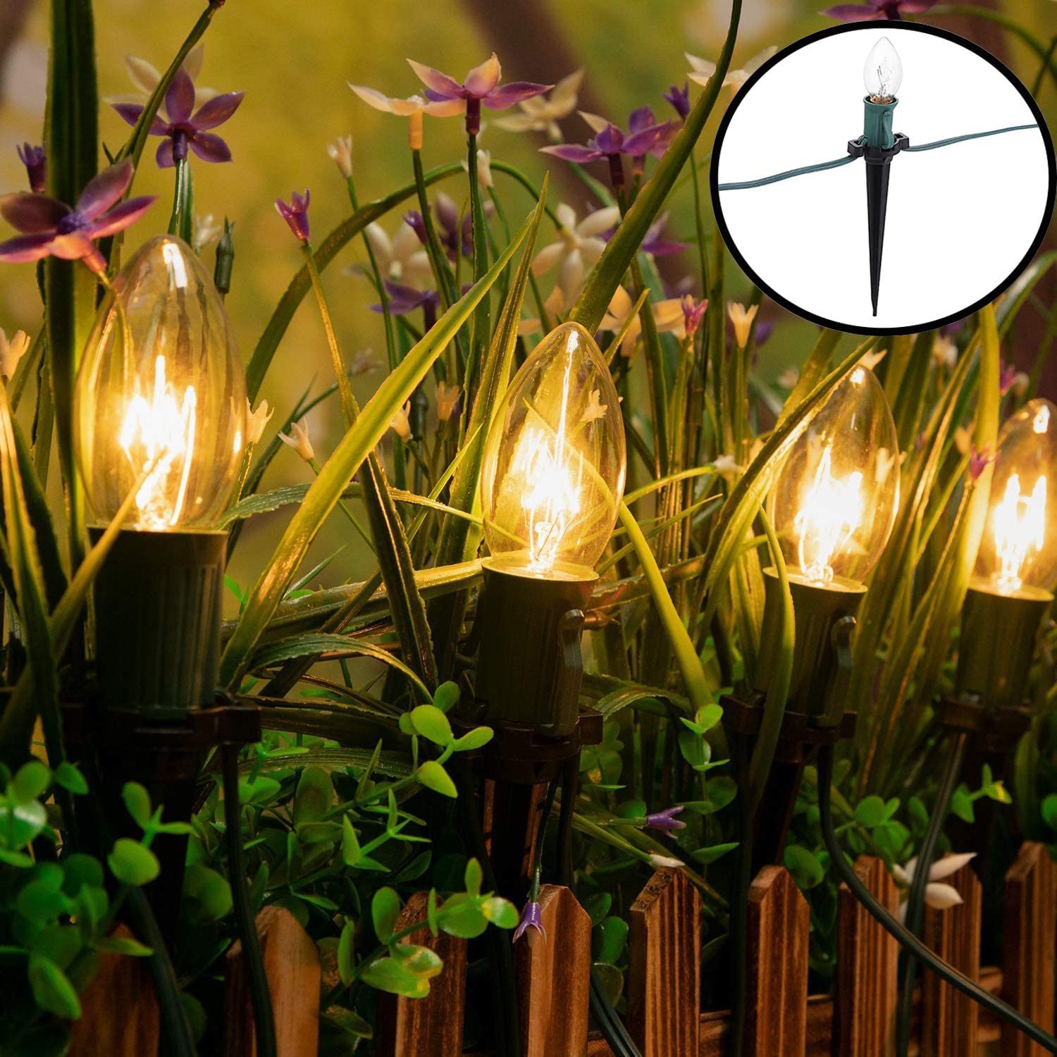 50 Stück Weihnachts-Lichtpfähle 19,1 Cm – Für C7 & C9 Lichterketten, Wetterfest, Rasenpfähle Für Garten & Gehweg