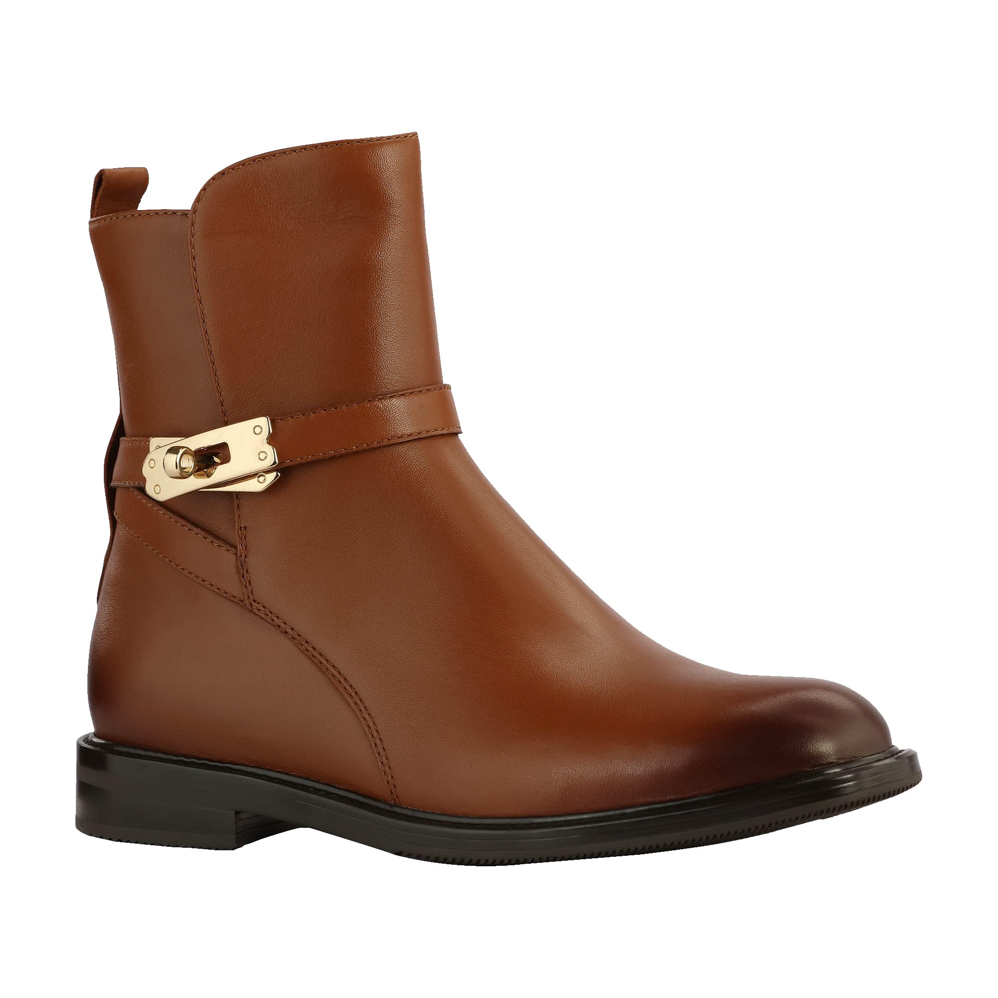 JATAREA Women’s Ankle Boots – Stylish Leather Block Heel Booties, Comfortable Fit with Cushioned Insole, Easy to Wear Fashion Boots for Everyday and