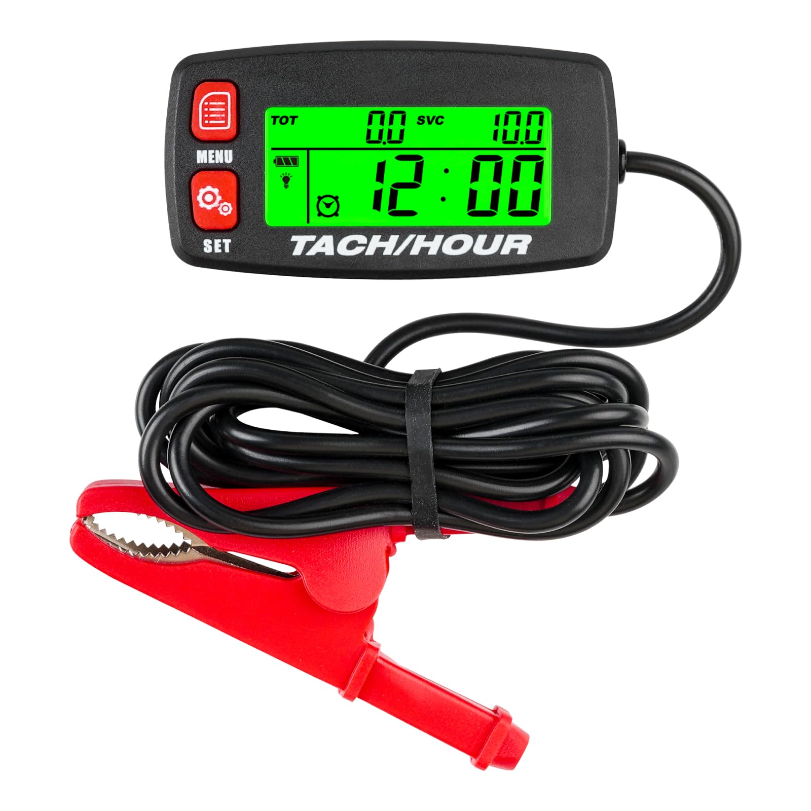 YOOREAL Digital Tachometer Hour Meter Maintenance Reminder With clips (Red button)