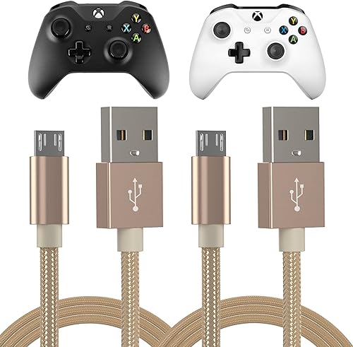 TalkWorks 14093 - Cable de carga compatible con controladores de juegos Xbox One, cable de carga micro USB trenzado de nailon de 6 pies, carga