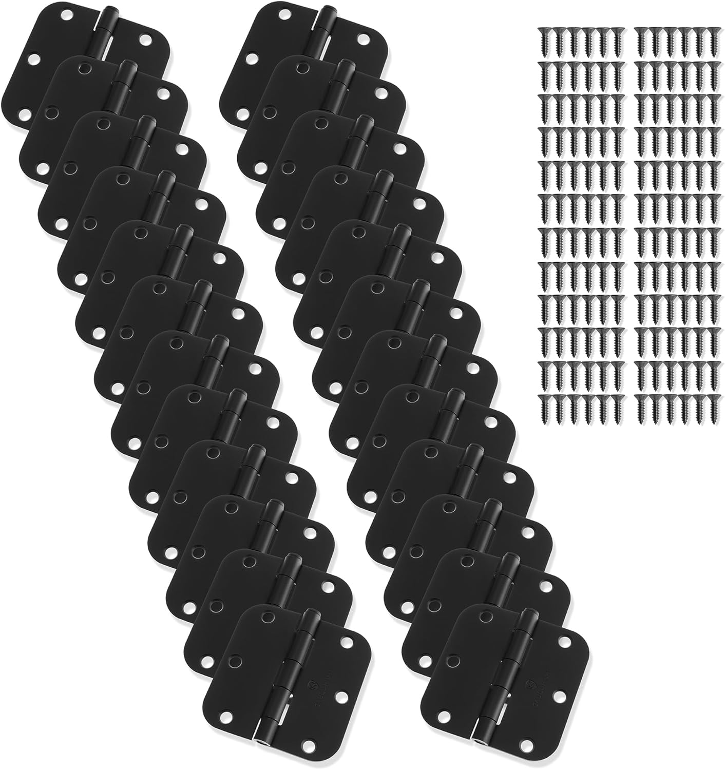 Cauldham (24 Pack) Heavy-Duty 3-1/2" Interior Door Hinges with 5/8" Radius Corners - Black