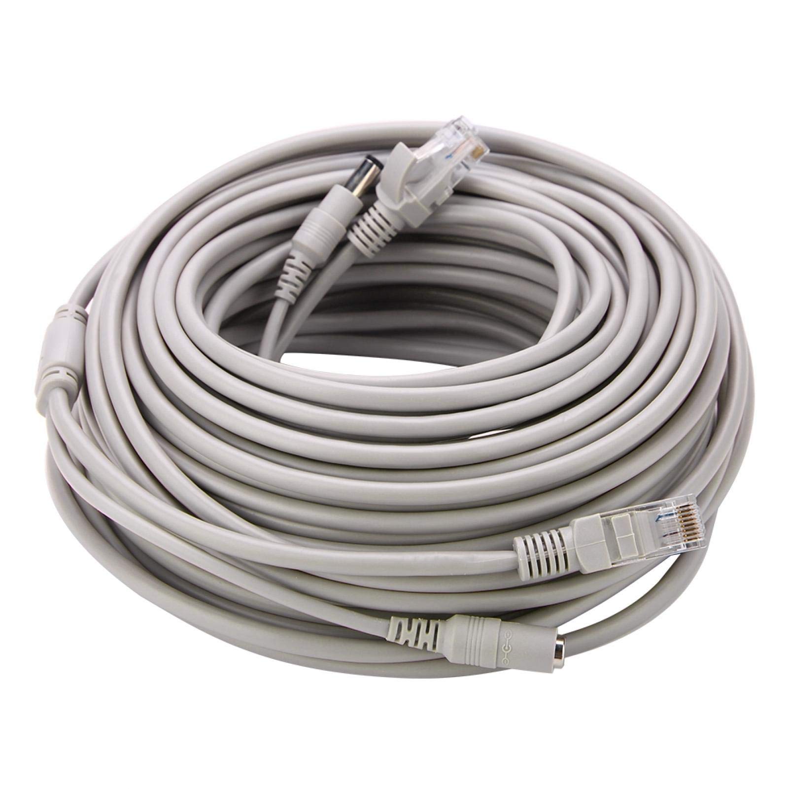 ASHATA Cavo Ethernet, 5M / 10M / 15M / 20M RJ45 + DC Cavo Ethernet CCTV Testa Maschio e Femmina Jack 2.1mm / 5.5mm per telecamere IP Sistema NVR 10 Mbps / 100 Mbps(20M)