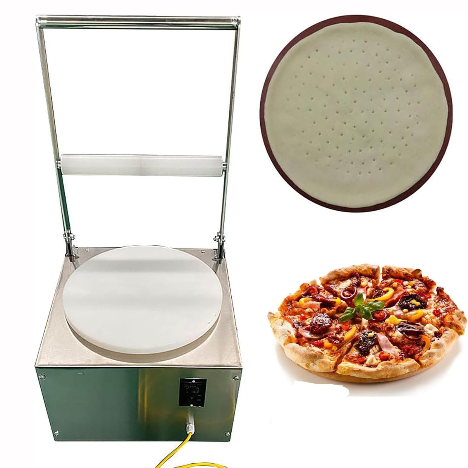 YXZQLOZ Automatic Electric Pizza Dough Roller & Sheeter, Adjustable Thickness Machine for Pizza, Pasta, Noodles & Bread Commercial Dough Maker Equipment