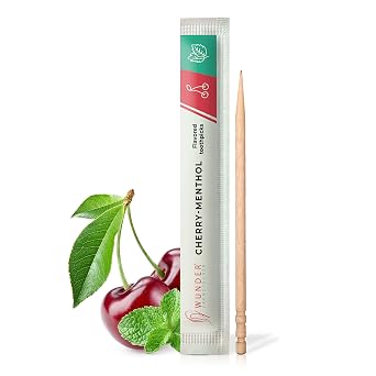 Flavored Toothpick Cherry Menthol - 200 Individually Packed - Helps with Quit Smoking and Bad Habits - Fresh Breath - Teeth Cleaning On the Go - Nicotine Free - Sugar Free - Vegan - Wonder Toothpick