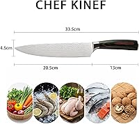 Vista 4 de 8 Inch Chef Knife- Professional Ultra Sharp Kitchen Knife Made of High-Carbon Stainless Steel (3Cr13) with Ergonomic Handle for Home Cooks & Master