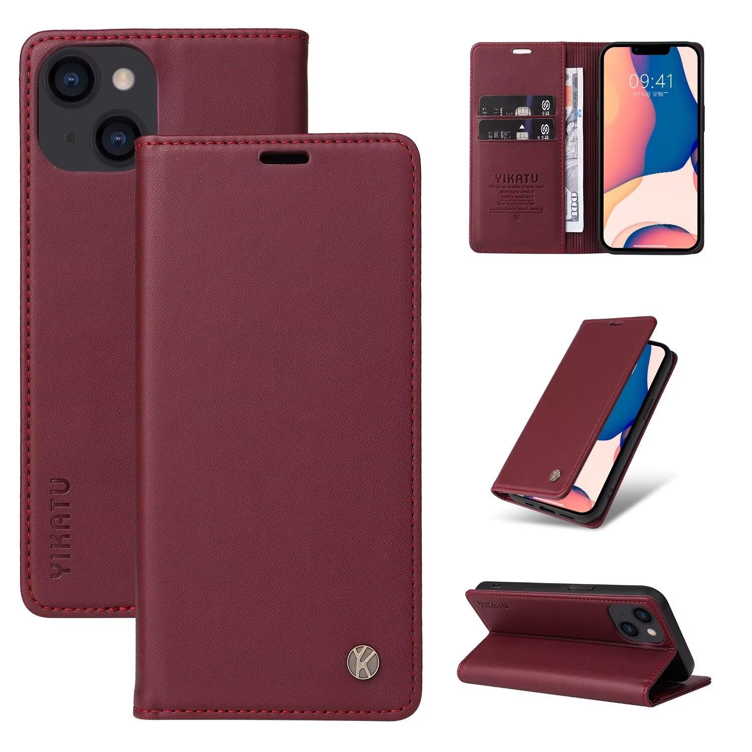 HAOYE Leather Folio Cover Per Oppo A79 5G Cover, PU + TPU Leather