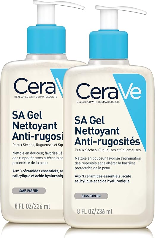 CeraVe Gel SA AntiRugosités, Gel Douche Nettoyant et Exfoliant Visage