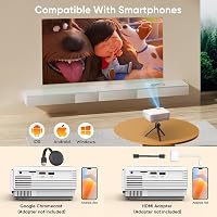 AKATUO Mini Projektor Bluetooth 5.1 - Hordozható Full HD 1080P LCD Házimozi Projektor 200" Képernyővel, Telefonhoz, TV-hez, 10000 Lumen 4