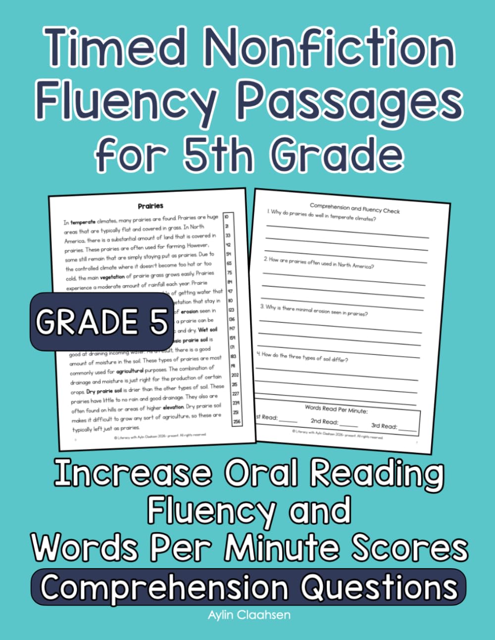 Timed Nonfiction Fluency Passages for 5th Grade: Increase Oral Reading Fluency and Words Per Minute Scores with Grade 5 Timed Nonfiction Fluency Passages and Comprehension Questions