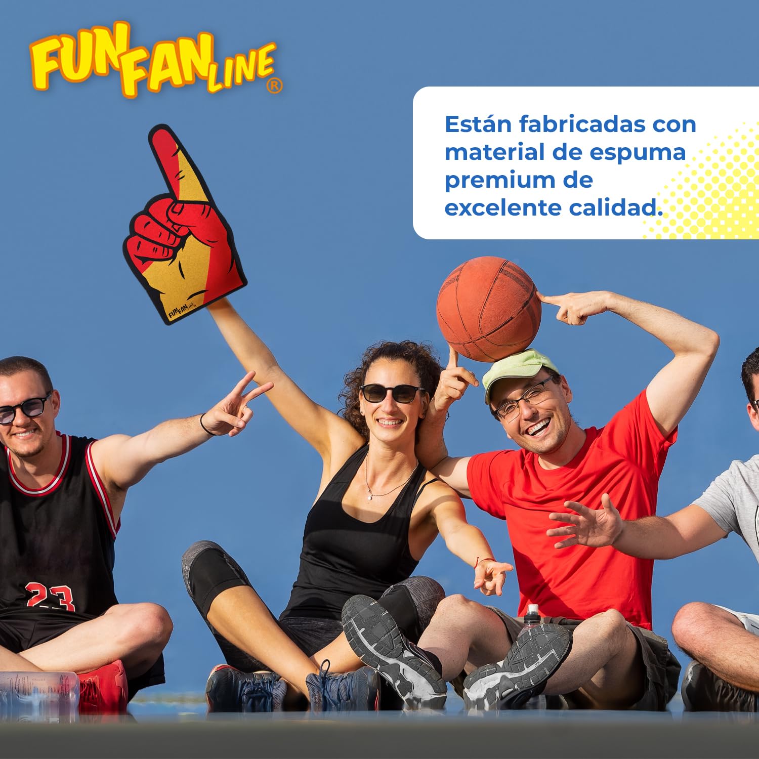 Manos de Goma Espuma con Dedo Gigante. Kit de 2 Manoplas de Animación para Eventos Deportivos, Fiestas y Celebraciones. Accesorio para Partidos y para Aficionados.