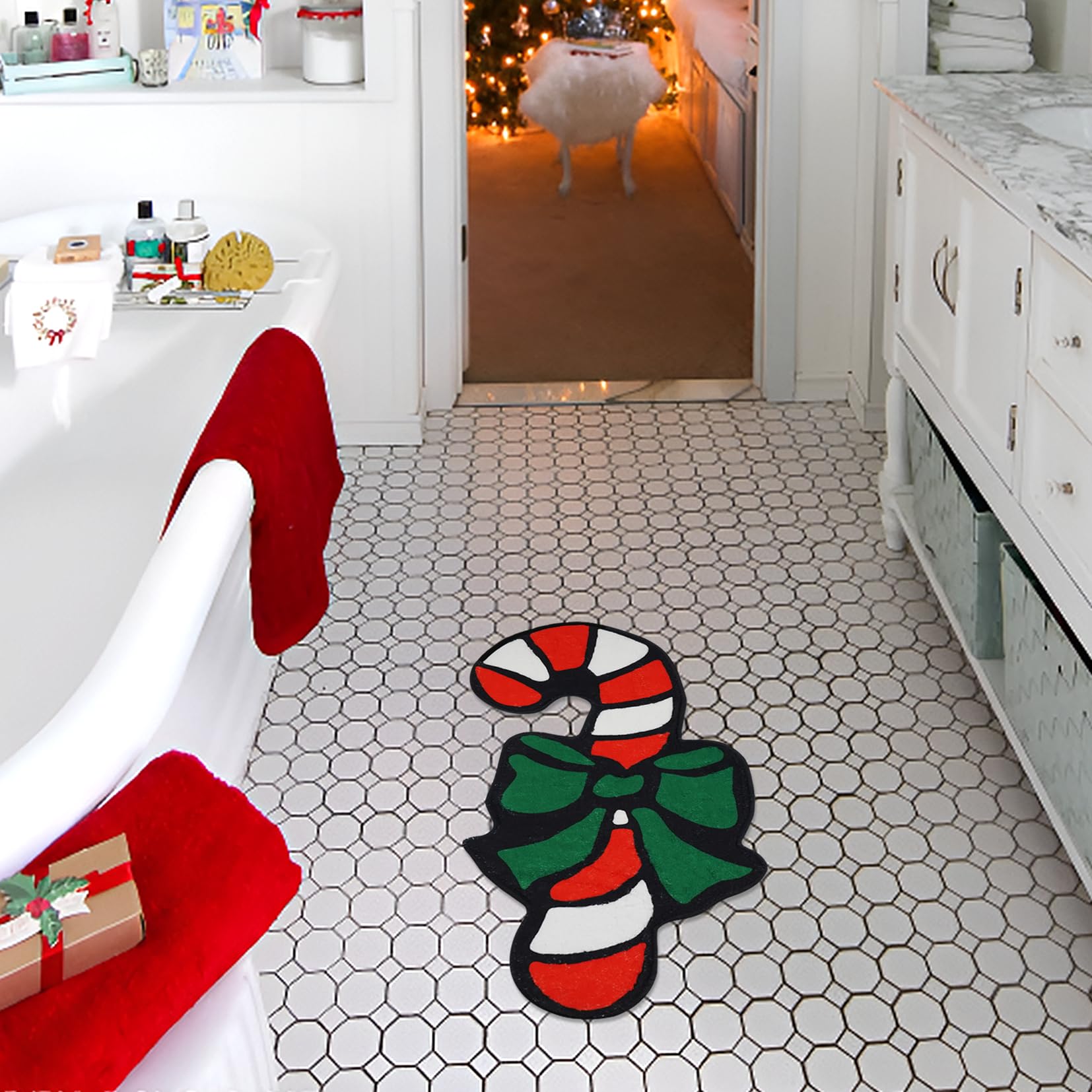 クリスマス お菓子 バスマット 浴室用 滑り止め キャンディケーン バスマット 浴槽 シャワー シンク用 洗濯可能 キッチンマット クリスマス お菓子  バスマット 浴室用 滑り止め キャンディケーン バスマット 浴槽 シャワー シンク用 洗濯可能 キッチンマット ＼楽天1位 ...
