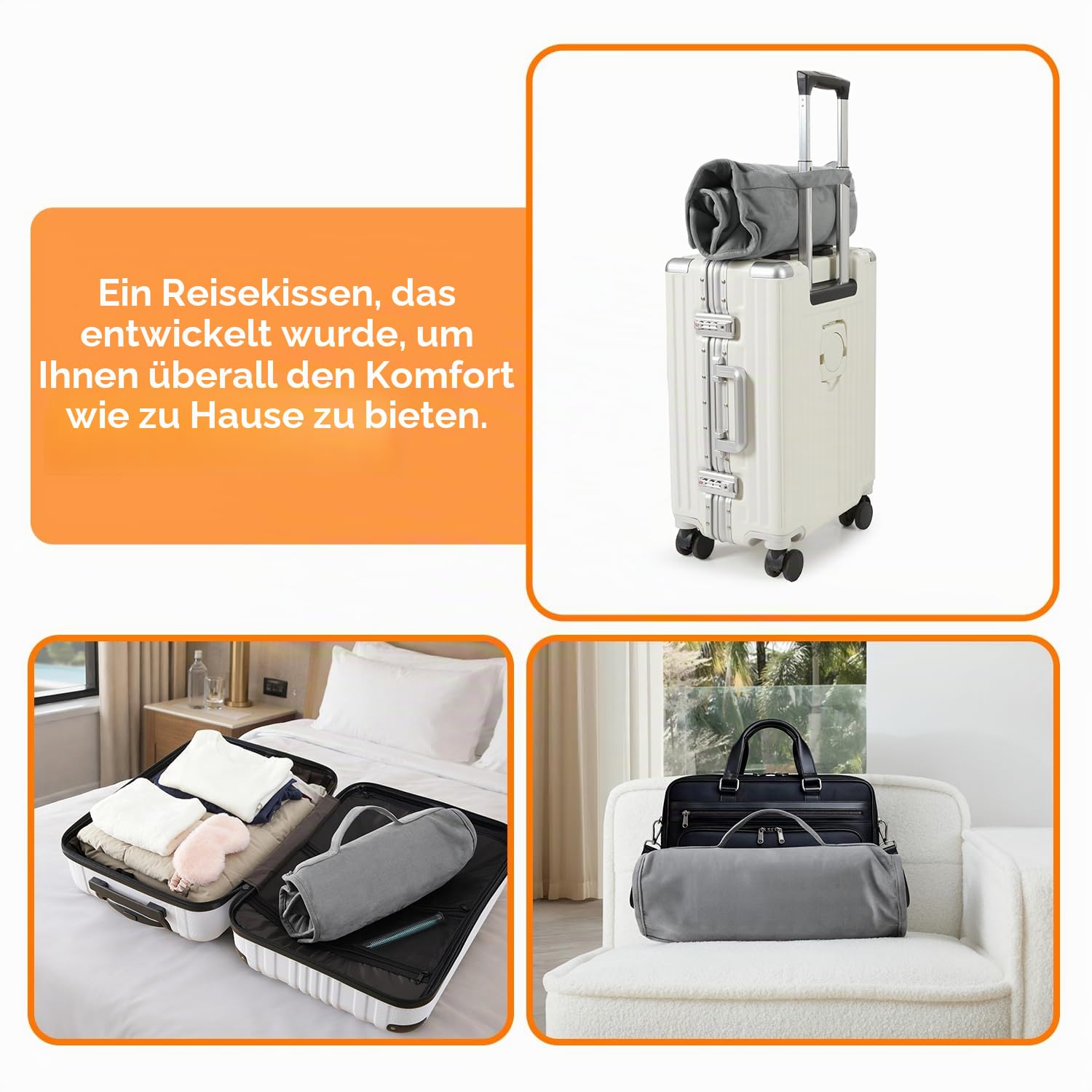 Jamdok Reisekissen aus Memory-Schaum zum Schlafen, ergonomisches Kissen mit Travel Bag für Reisen, Abnehmbarer Bezug, tragbar,Lendenkissen(51.5 x 34cm)