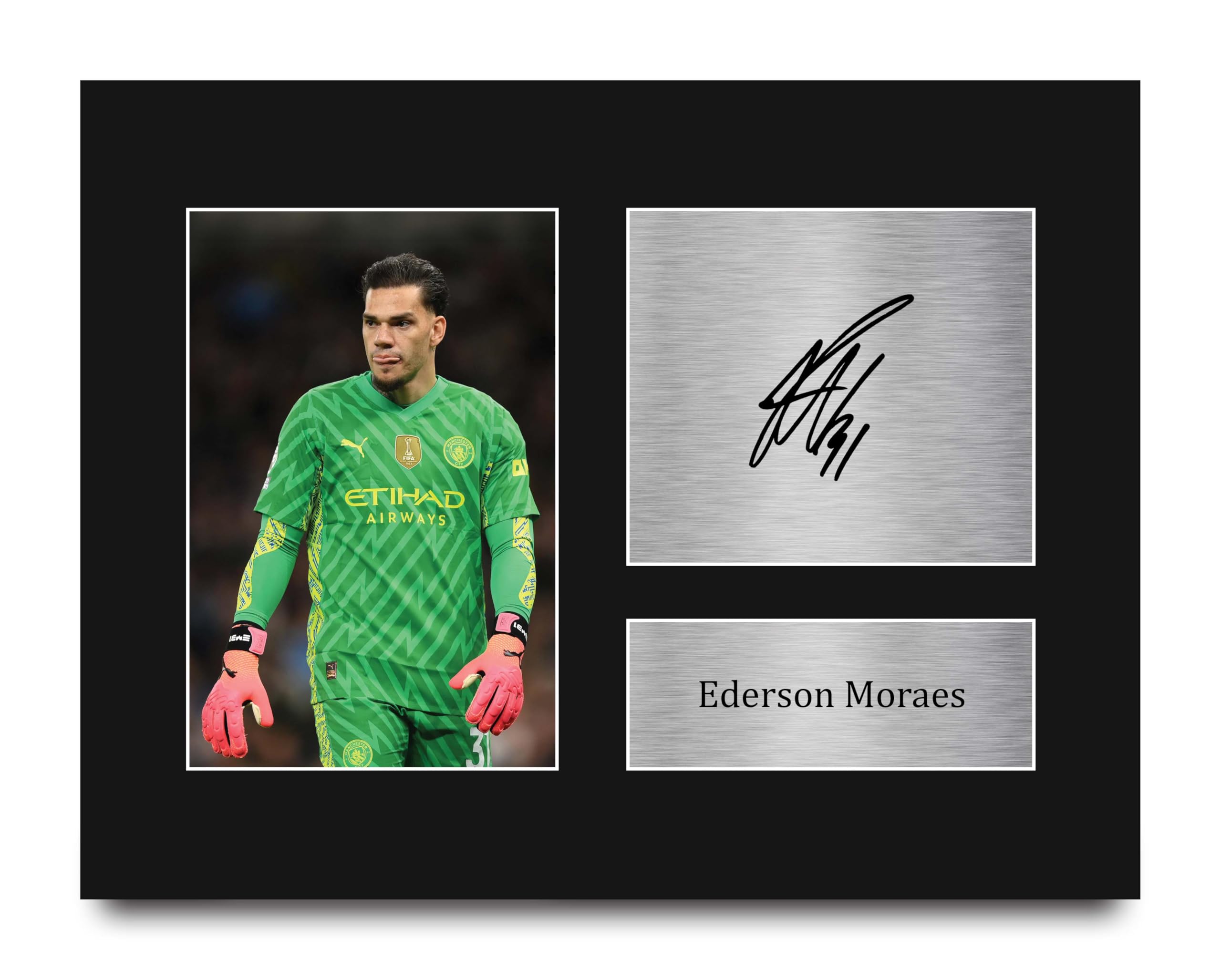 HWC Trading Ederson Moraes Gifts Signed Printed Autograph Manchester City Photo Display - US Letter Size