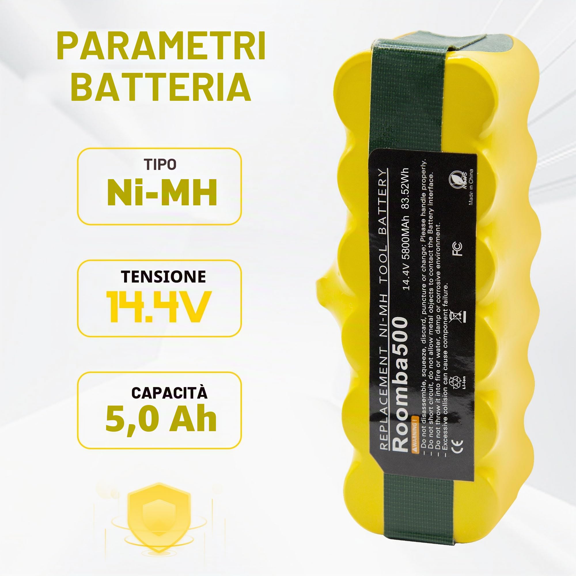 14.4V 5000mAh Batteria per iRobot Roomba, Powtree Ni-MH Batteria di Ricambio per Roomba R3 500 600 700 800 Serie 510 531 535 540 550 552 560 570 580 595 620 650 660 760 770 780 790 870 900