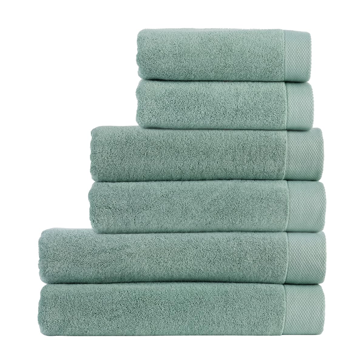 Christy Luxe Family Towel Set in Surf Green 100% Turkish Cotton - Super Soft & Quick Dry - Machine Washable - 730GSM - 2 Bath Sheets 2 Bath Towels 2 Hand Towels
