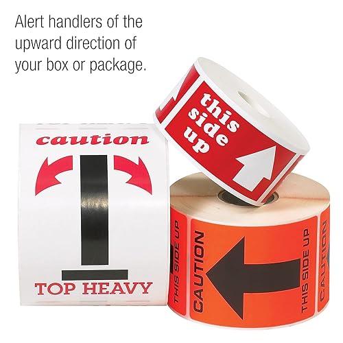 Miniatura 3 de Tape Logic Aviditi Tape Logic - Adhesivo de advertencia con dos flechas negras sobre barra negra, 3 x 5 pulgadas, para envío, manipulación, embalaje