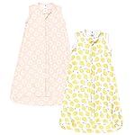 Hudson Baby Unisex Baby Cotton Wearable Sleeping Bag, Sack, Blanket, Lemon Daisy Sleeveless, 0-3 Months