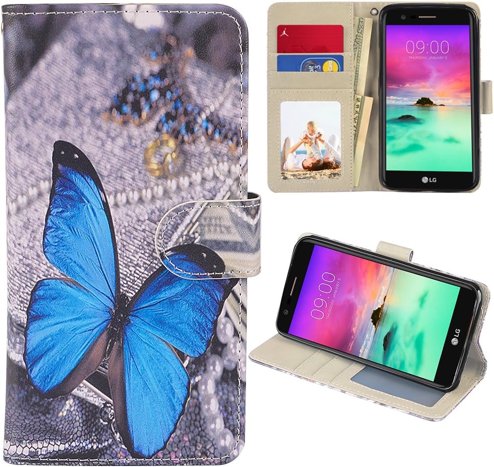 UrSpeedtekLive LG stylo 3 Case, LG stylo 3 Wallet Case, Premium PU Leather Flip Wallet Case Cover w/Card Slots & Kickstand Compatible with LG stylo 3, Blue Butterfly