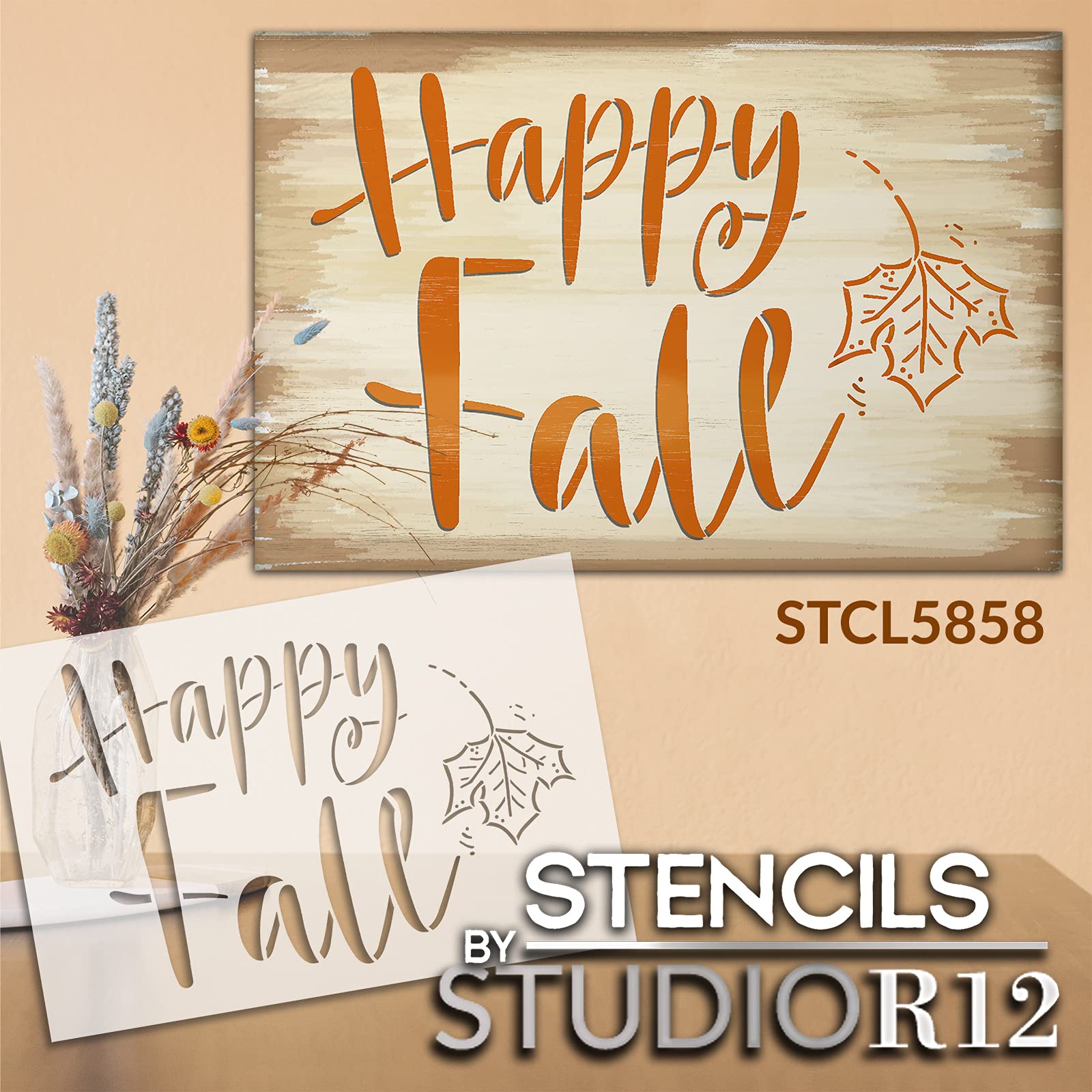 amazon-com-happy-fall-leaf-stencil-by-studior12-diy-autumn-leaves-home-decor-craft-paint-cursive-script-wood-sign-reusable-mylar-template-select-size-8-x-12-inch-arts-crafts-sewing