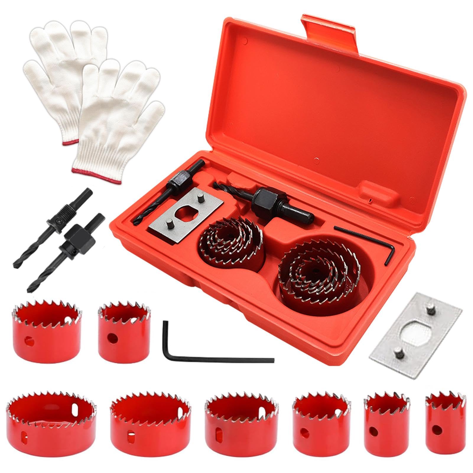 11 Pcs Hole Saw Sets,19-64mm Hole Cu-tter for Drilling Soft Metal,Wood,PVC