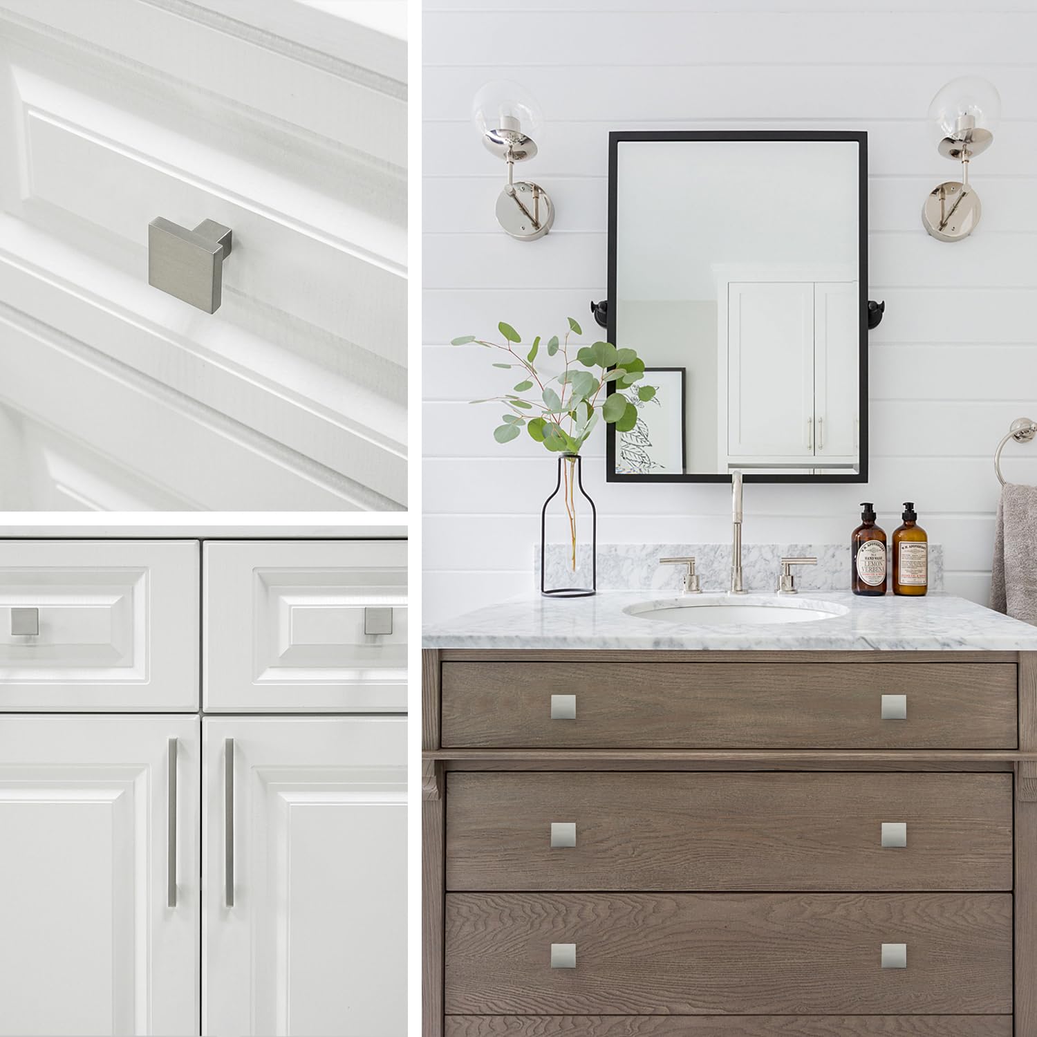 POVEFONK 10 Pack Brushed Satin Nickel Kitchen Cabinet Knobs Solid Drawer Knobs Kitchen Cabinet - View #6