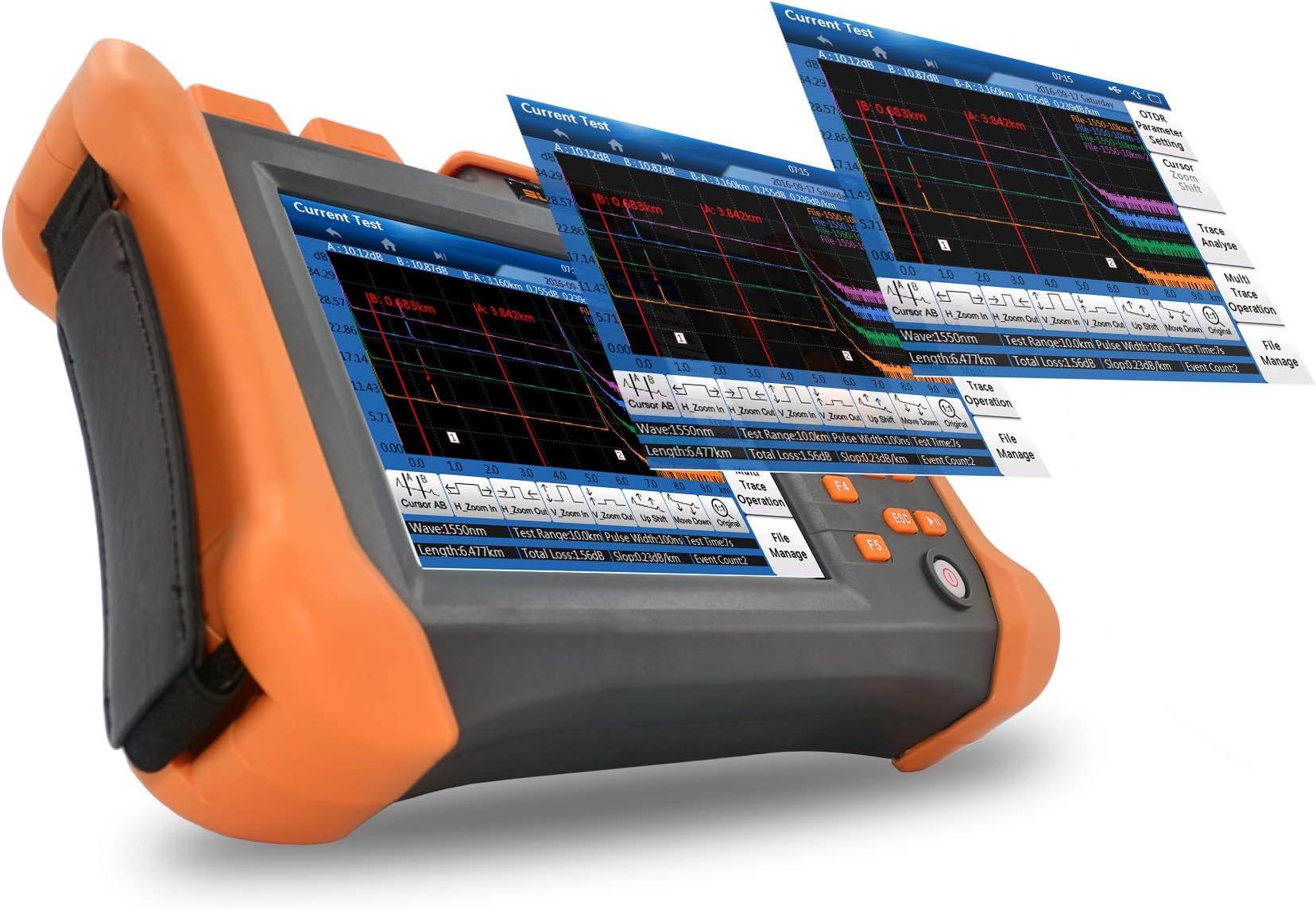 SUWOLF 1310/1550nm 32/30dB OTDR 5.6inch Touch Screen 120KM(74.5mi) FTTH Fiber Optic Cabel Tester Tool with Visual Fault Locator (VFL)