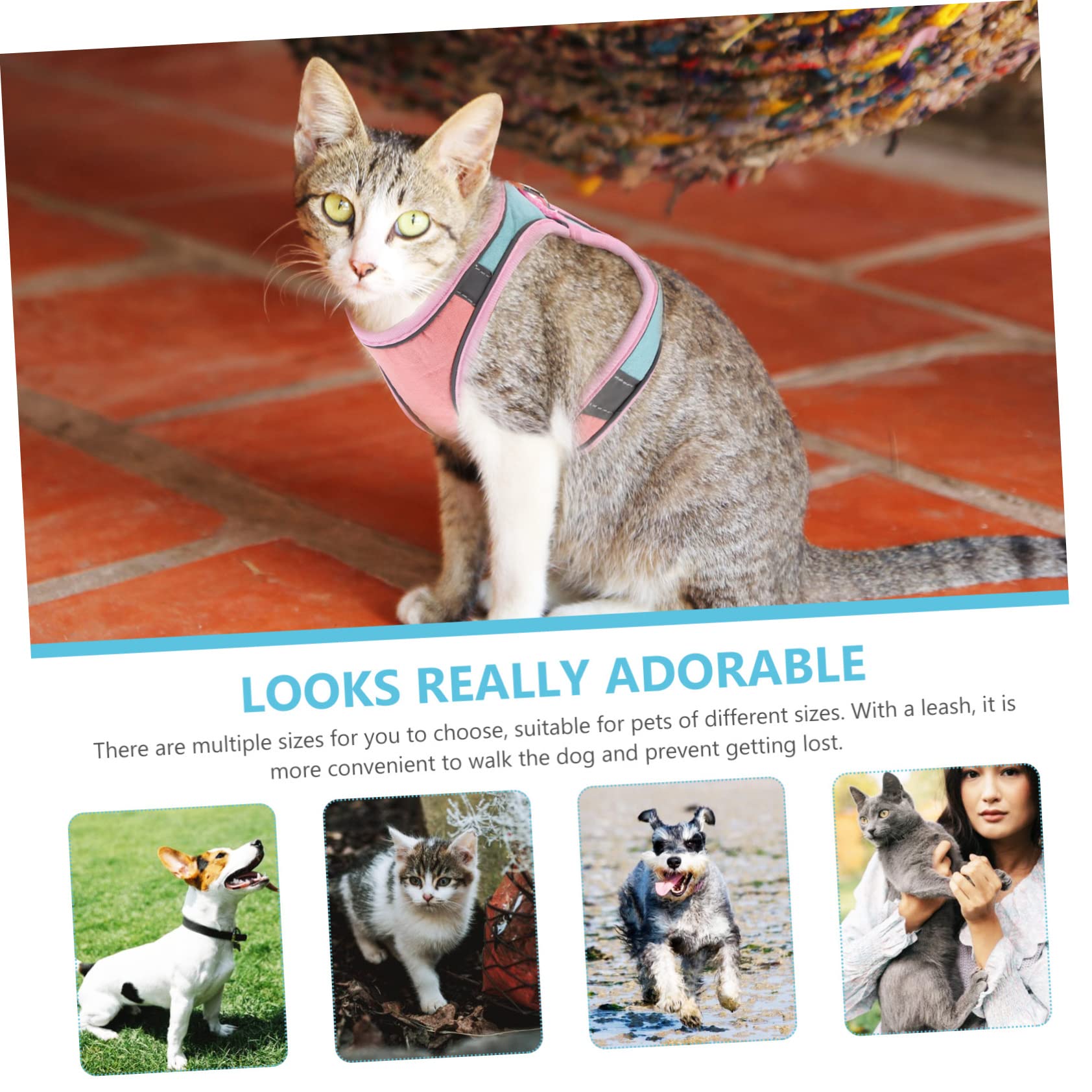 Happyyami 3sätze Reflektierendes Katzengeschirr Mit Leine Einstellbares Atmungsaktives Mesh-Design Für Sicheres Spazierengehen Mit Ihrem Kätzchen Für Outdoor-aktivitäten Leicht Und