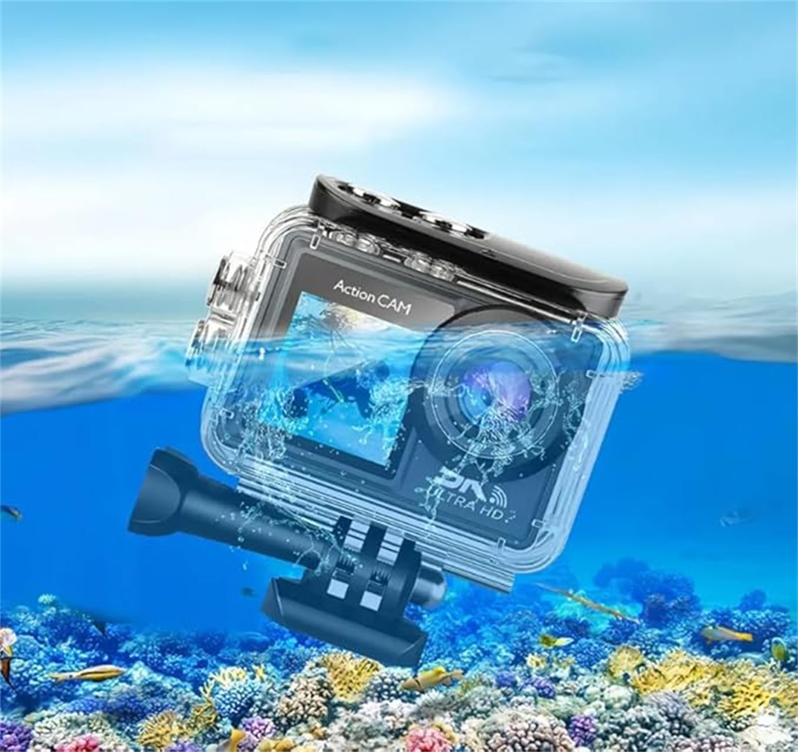 MEIION glaciva Action Kamera 5K + Speicherkarte 64 GB wasserdichte Actionkamera mit WiFi, externem Mikrofon und umfassendem Zubehör für Abenteuer und Unterwasseraufnahmen