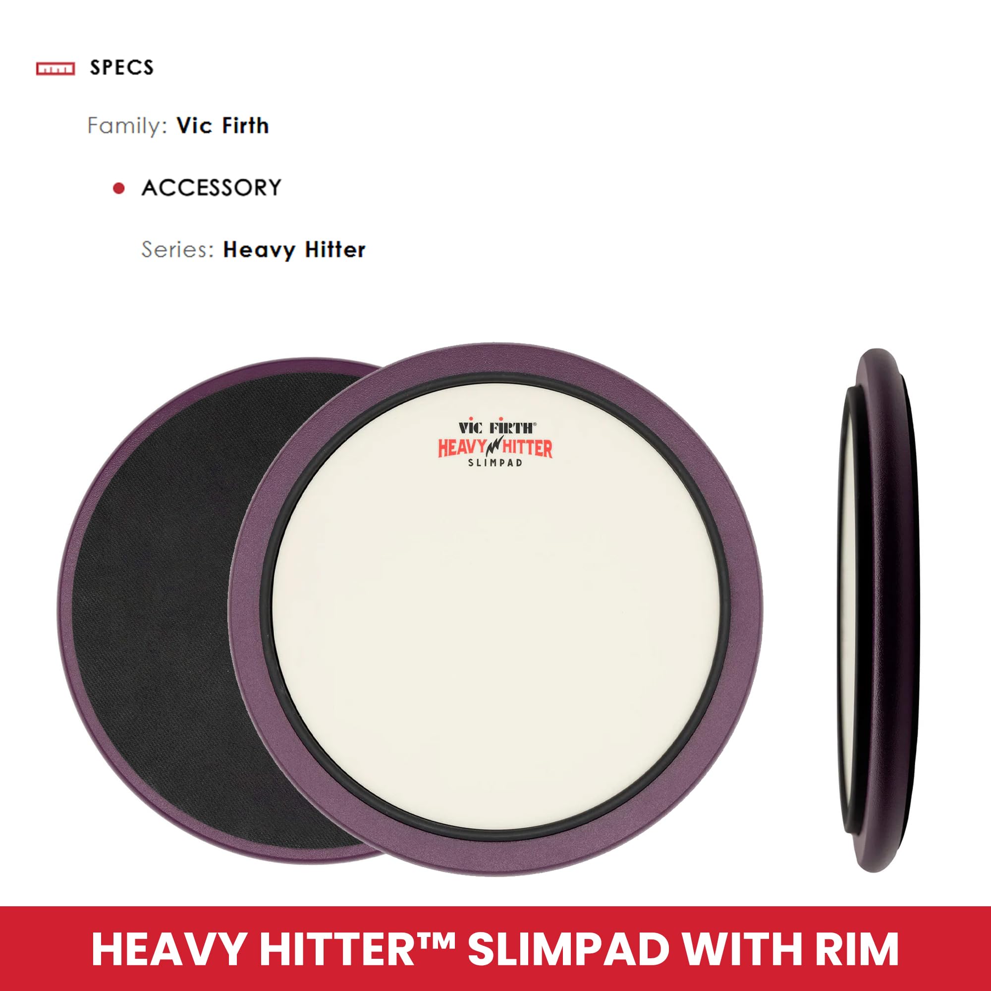 VIC FIRTH - HHPSLR - Heavy Hitter Slimpad Übungspad - weiß