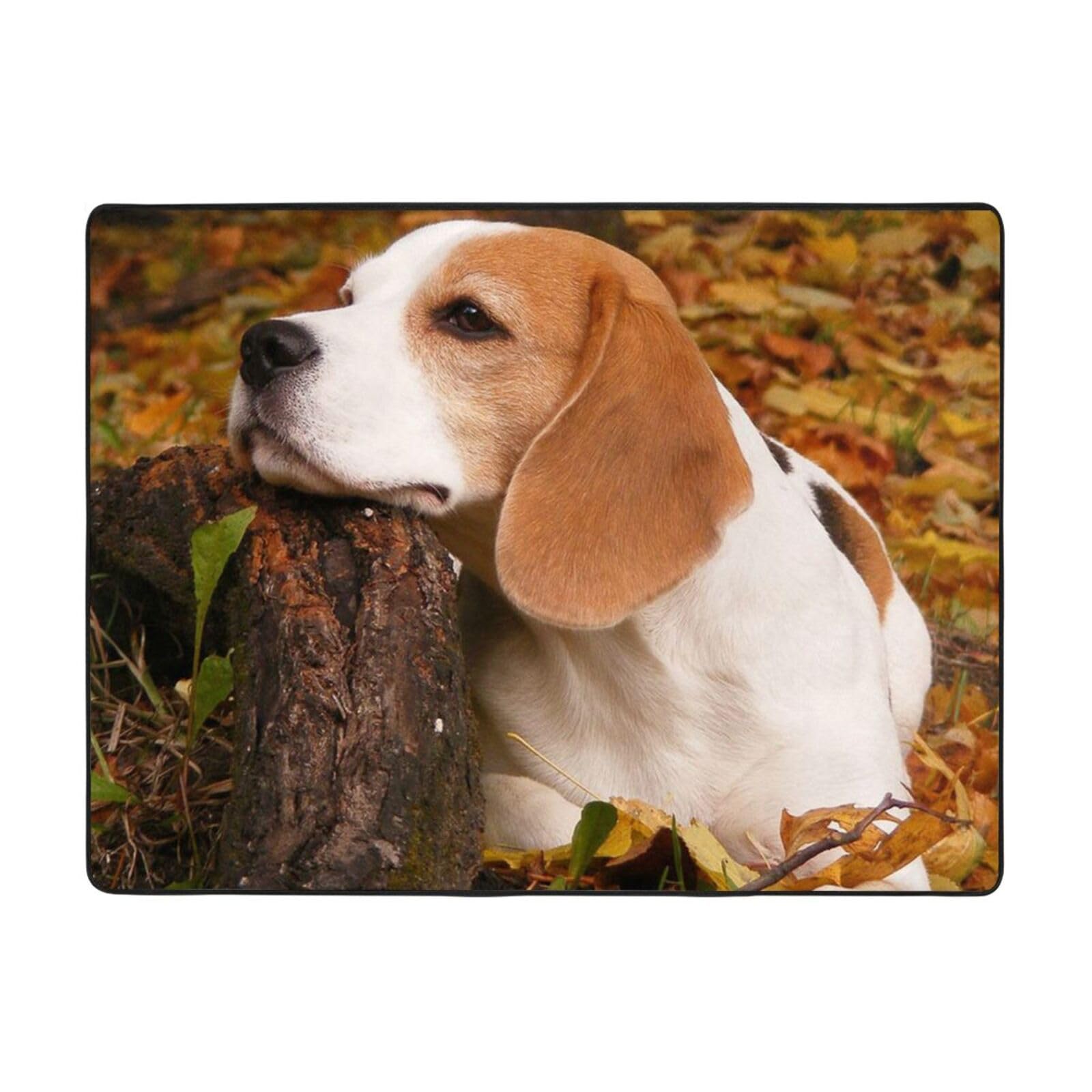 Tapis moderne antidérapant beagle en flanelle 160x122 cm