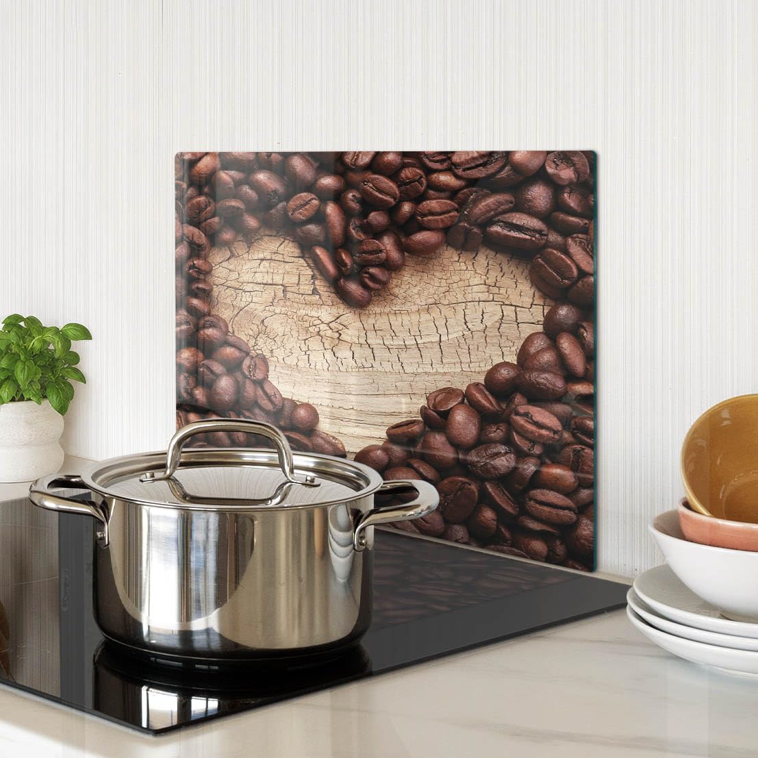 Piastra di protezione e coperchio in vetro 40x30 cm Chicchi di caffè Del