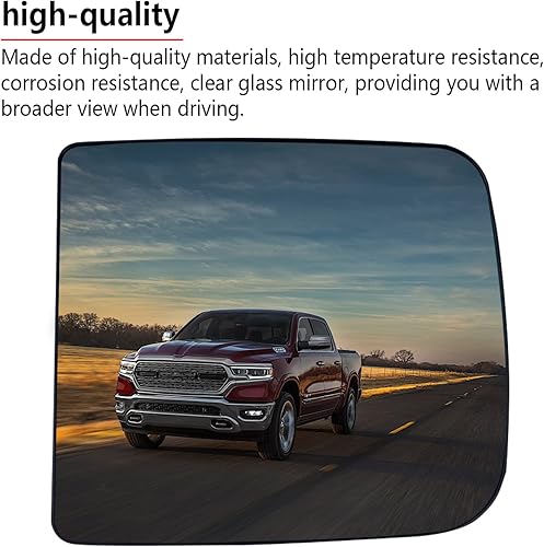Miniatura 4 de Lente grande de espejo plano de remolque con calefacción, lado derecho del pasajero, compatible con Dodge Ram 1500 2500 3500 2009 2010 2011 2012