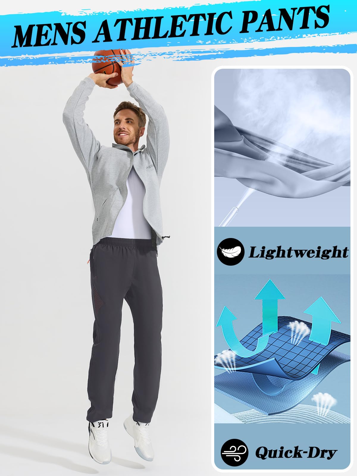 Cimic Pantalones Deportivos para Hombre Pantalón Cintura elástica Cordón Bolsillos con Cremallera