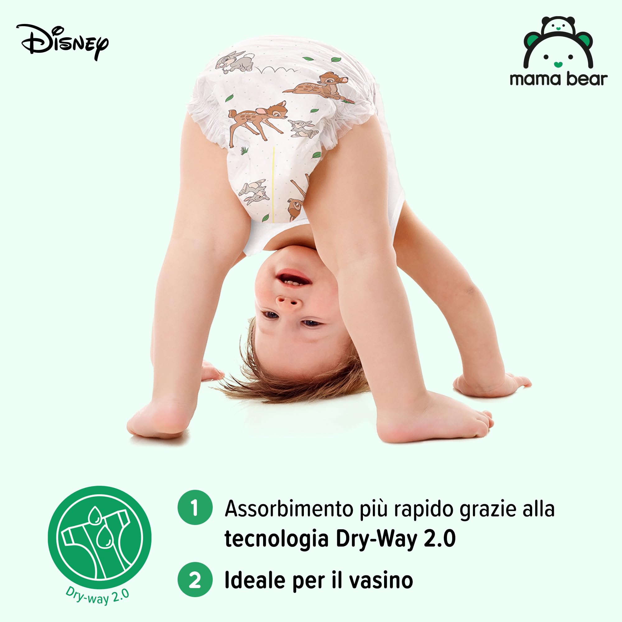 Marchio Amazon - Mama Bear - Disney - Pannolini mutandina - 160 Unità, Confezione da 2, Taglia 4 (9-15 kg) - PACCO MENSILE, Bianco
