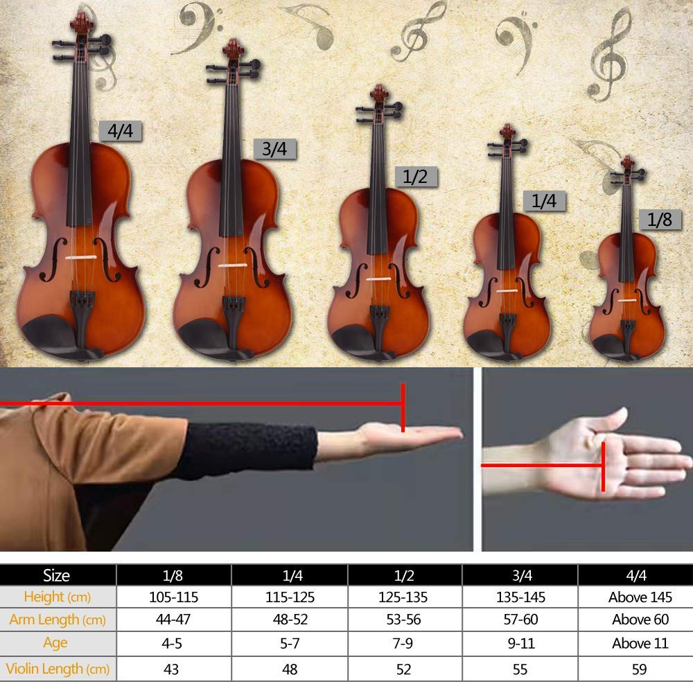Violino 4/4, set completo per adulti e bambini, kit professionale fatto a mano in abete rosso, include custodia, arco, colofonia, spalliera, perfetto strumento acustico per principianti, dimensioni 4