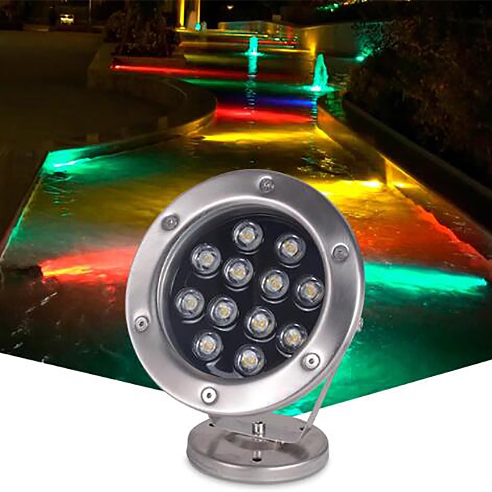 LlpsmengAE Fontana LED sommergibile - Luci paesaggistiche subacquee, Luce for stagno impermeabile IP68, Illuminazione 12V for piscina(Red,18W)