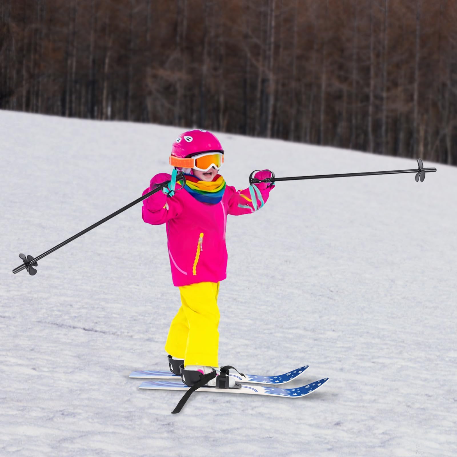 Narty alpejskie, On-Piste-Rocker, narty dziecięce z wiązaniem bezpieczeństwa, dwukierunkowe mocowanie, zestaw dla dzieci, które dopiero zaczynają naukę jazdy na nartach