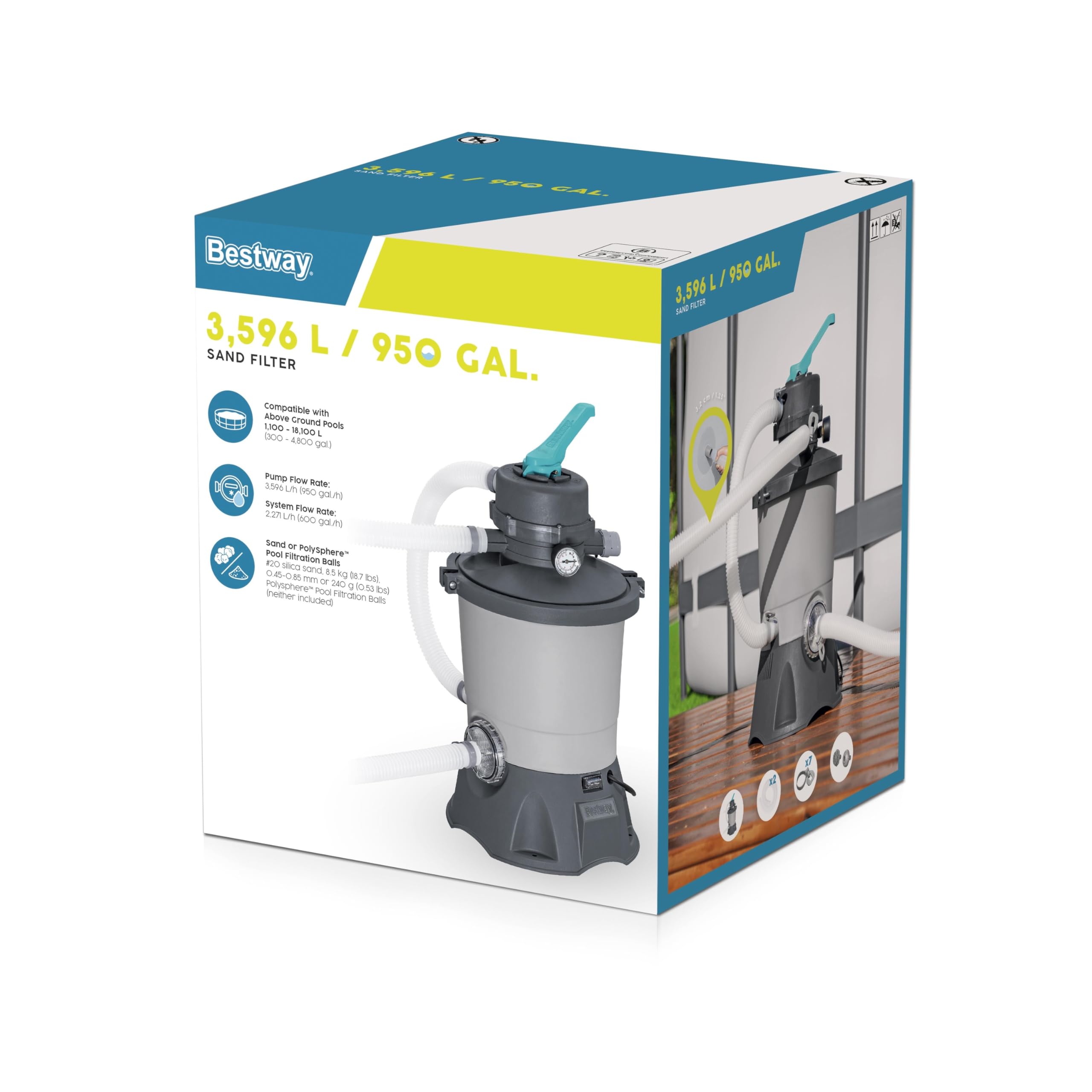 Bestway Filtro de arena 3596L/950gal