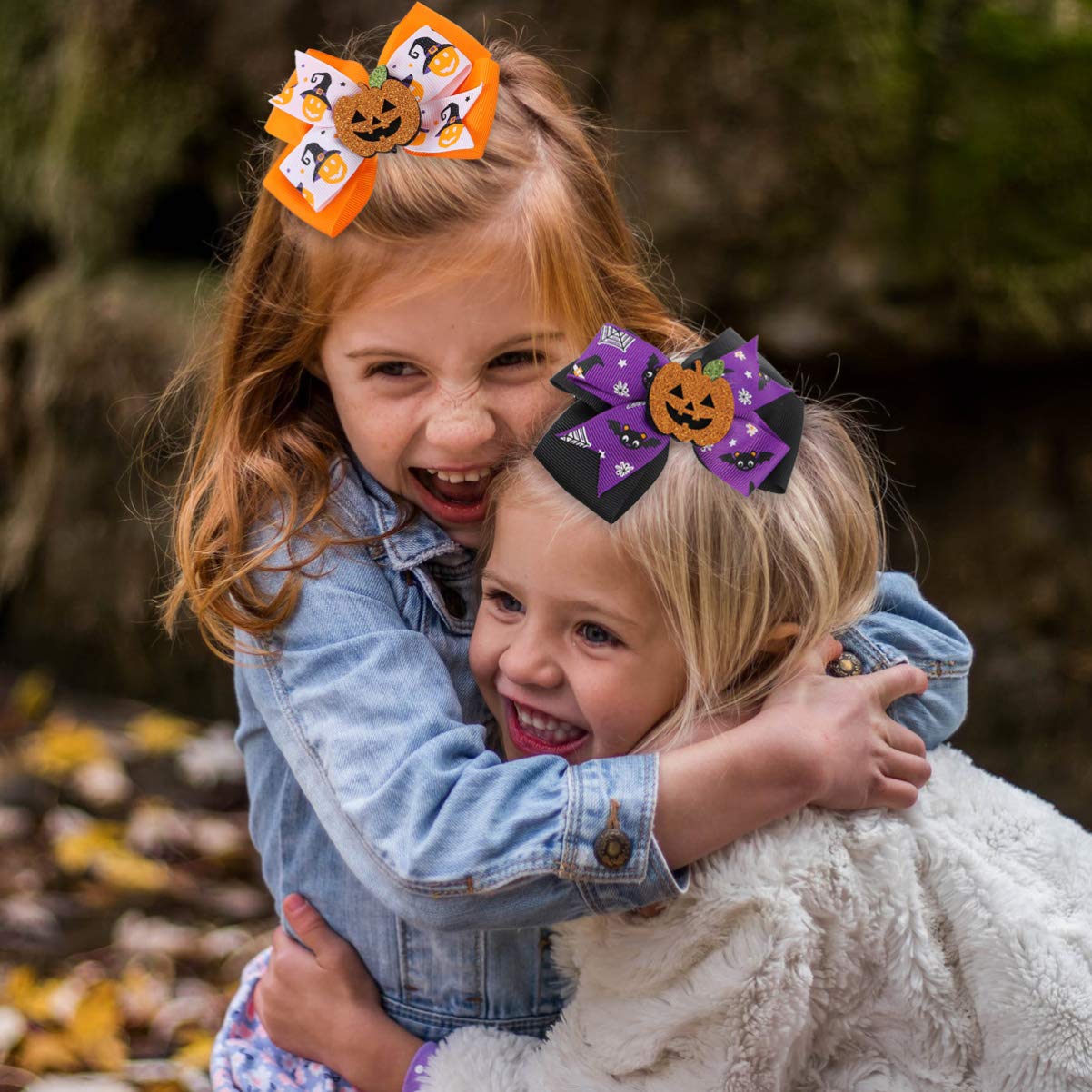 Unomor Halloween Hair Bowknot, Pumpkin Witch Hat Hair Clips Halloween Party Decoration Hair Accessories, Kids Treat or Trick Party Favors Baby Girls Hairpin Hair Bow Cartoon Todder Boutique 3PCS