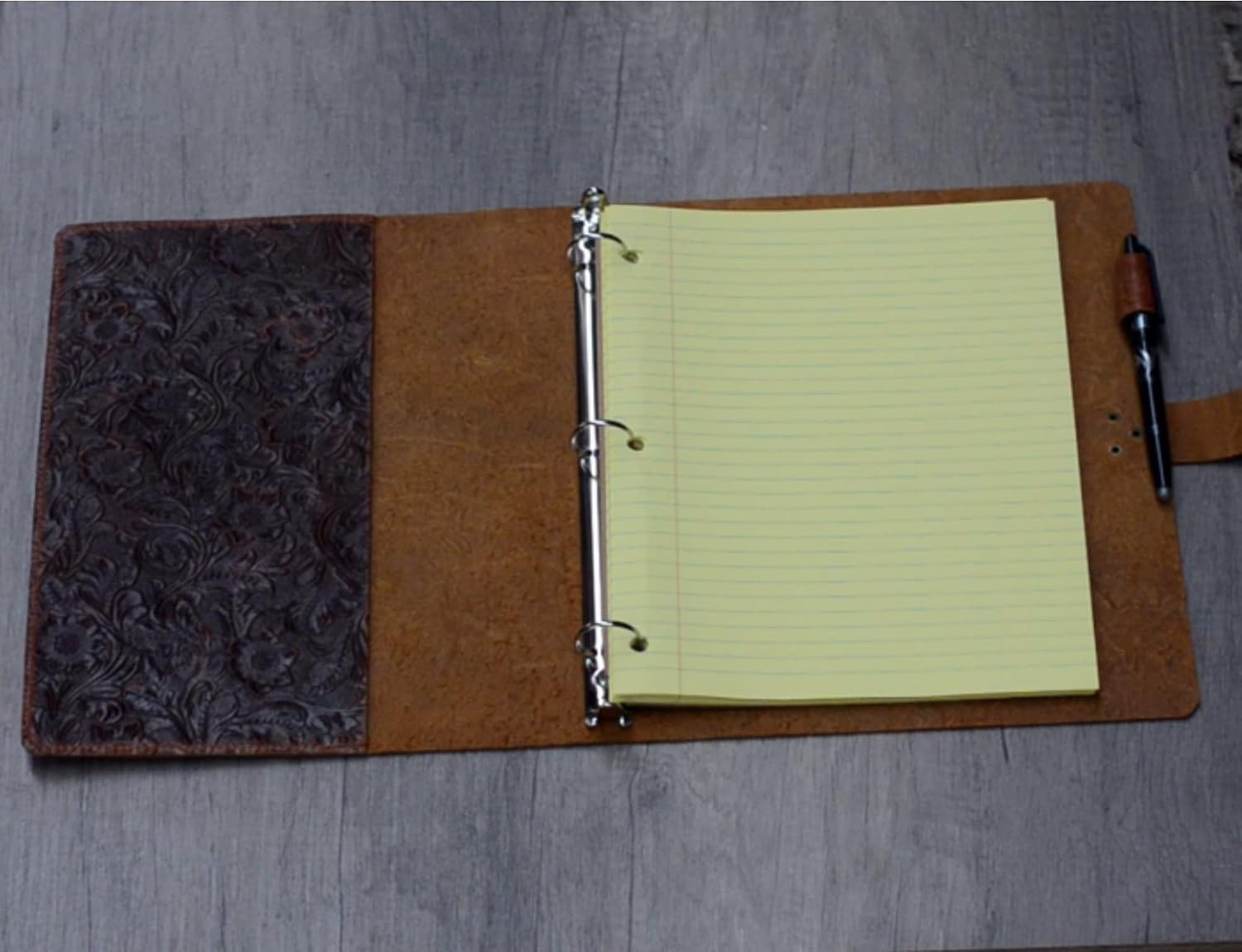 Personalized Refillable Leather Journal Writing Notebook, A4 1 Inch Ring 8.5" x 11" Leather Travel Journal, A4 3 Ring Binder Organizer Planner, Travel Gifts, Inner Pockets and Pen Holder