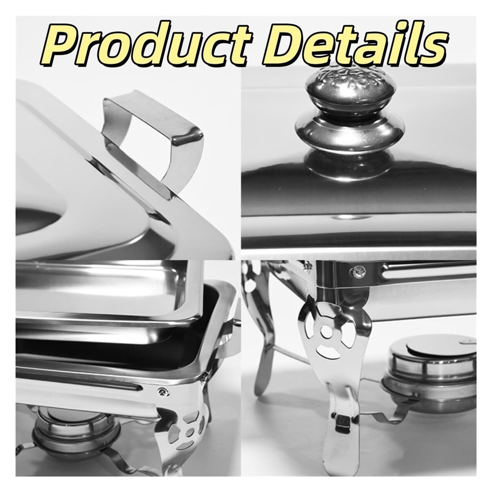 Calentadores de acero inoxidable for juego de buffet estufa buffet | Los calentadores de alimentos pulieron la caja fuerte completa compacta superficial del calentador del buffet de la comida