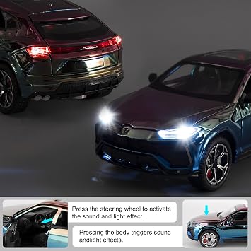 TGRCM-CZ 1:24 Scale Lamborghini Urus Die-Cast SUV Model Car with Pull-Back Function and Light & Sound Effects, an Ideal Choice for Collectors and Gift-Giving Purple