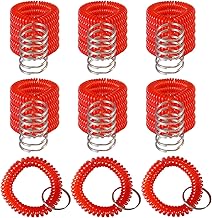 Pack of 36 Colorful Spring Spiral Wrist Coil Key Chain, Wristband Key Ring (Red)