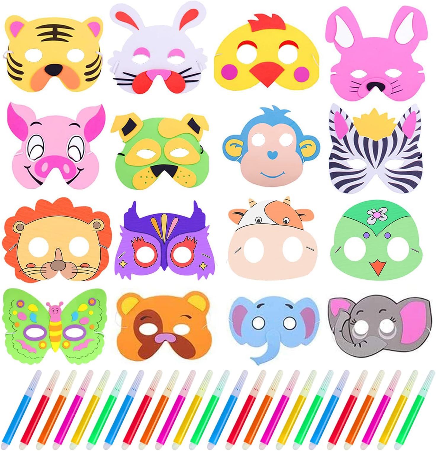 Deekin 60 Pcs Purim Scratch Masks Kit - Jewish Holiday DIY Craft With Wooden Sticks