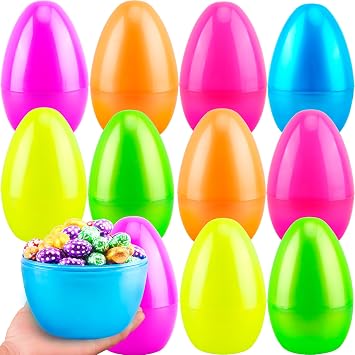 12 Pack 8 Inch Jumbo Easter Eggs Large Empty Colorful Fillable Easter Egg Gaint Plastic Egg for Easter Theme Party Favors Classroom Prize, 6 Colors