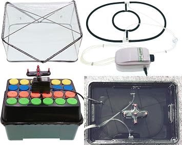 HORTIPOTS Aeroponic Clone Machine 24 site with Oxygen Add-up Air Diffusing Bubbler Kit and Extra 2 inch Neoprene Clone Collars Pack of 72