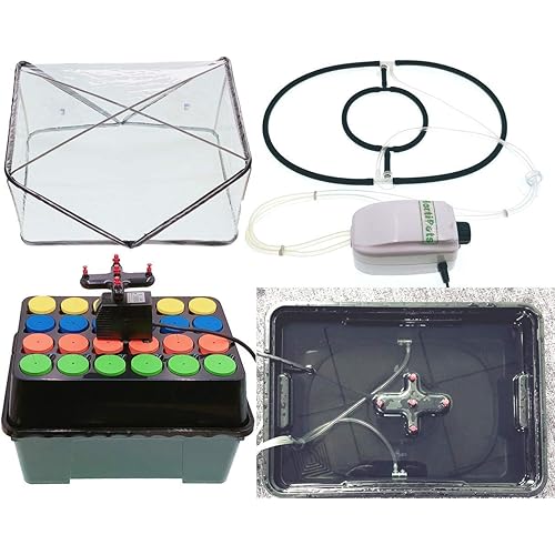 HORTIPOTS Aeroponic Clone Machine 24 site with Oxygen Add-up Air Diffusing Bubbler Kit and Extra 2 inch Neoprene Clone Collars Pack of 72