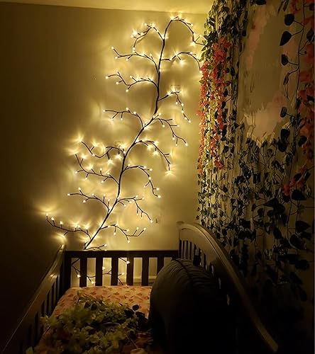 Miniatura 3 de LKGOOD Vines for Room Decor with Remote Control OnOff Timmer Dim,7.5FT Artificial Plants Tree Willow Vine Lights Plug in 144 LEDs for Walls